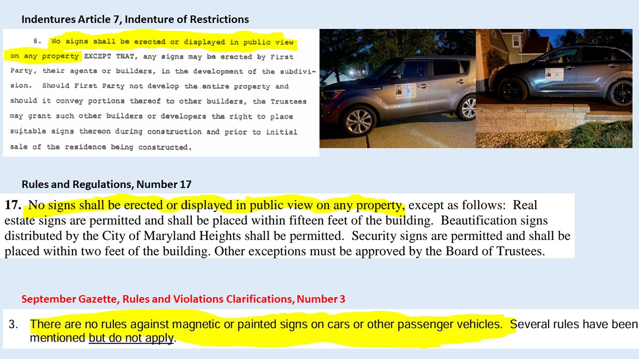 signage violation and gazette clarification