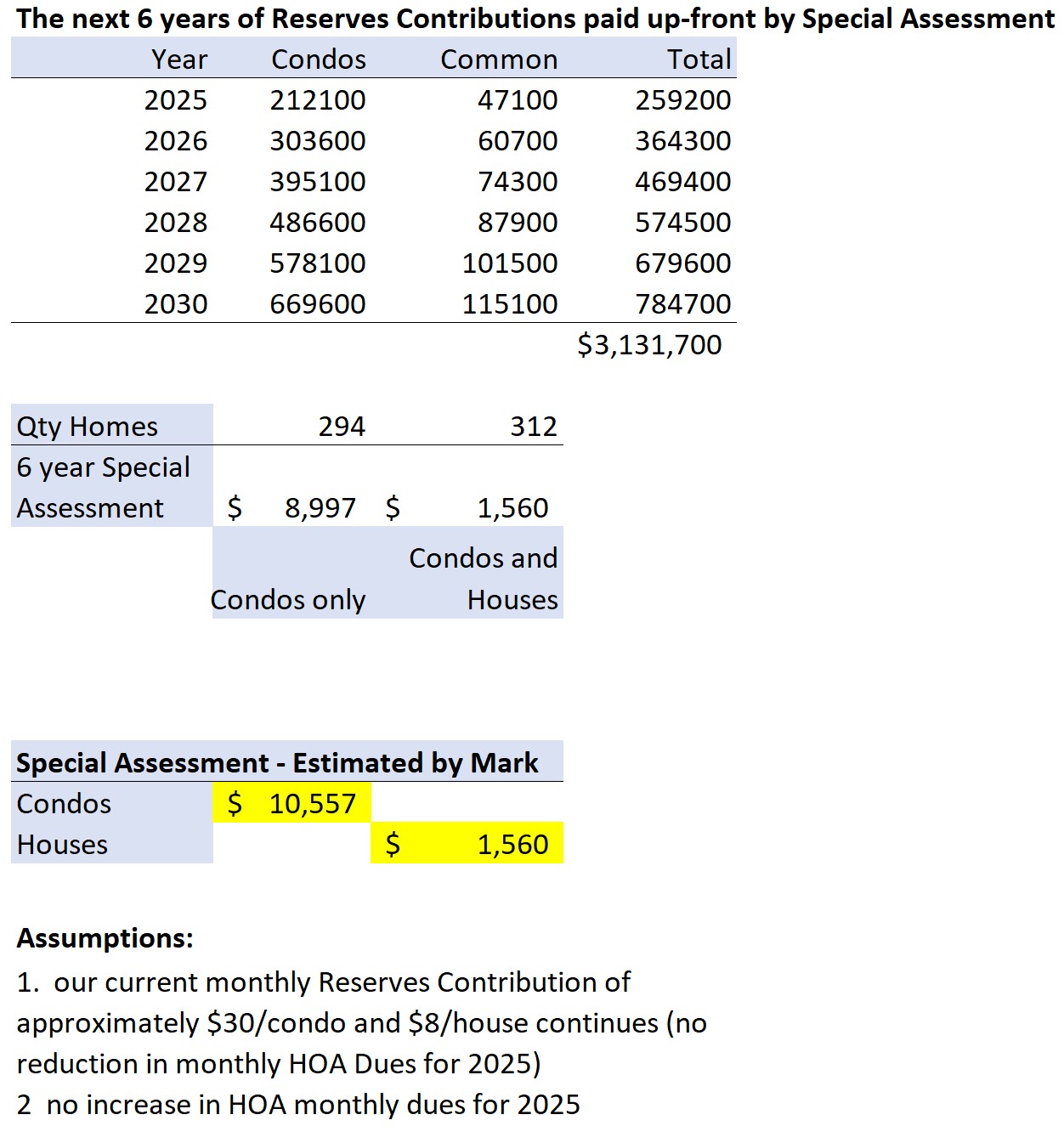 special assessment estimate